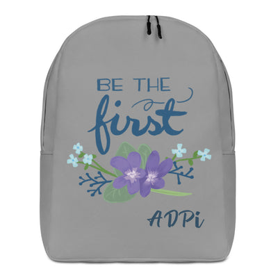 Alpha Delta Pi Sorority Backpack with motto in gray