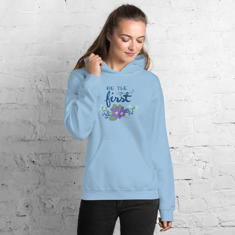 Alpha Delta Pi Be The First Comfy Hoodie in light blue