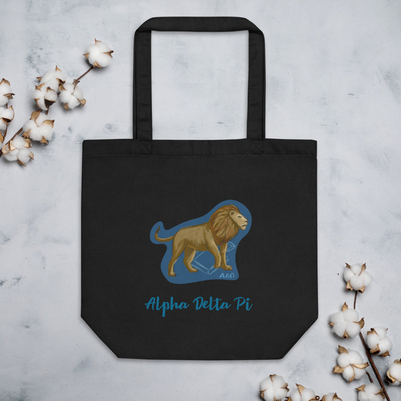 Alpha Delta Pi Sorority Tote Bag in black shown flat