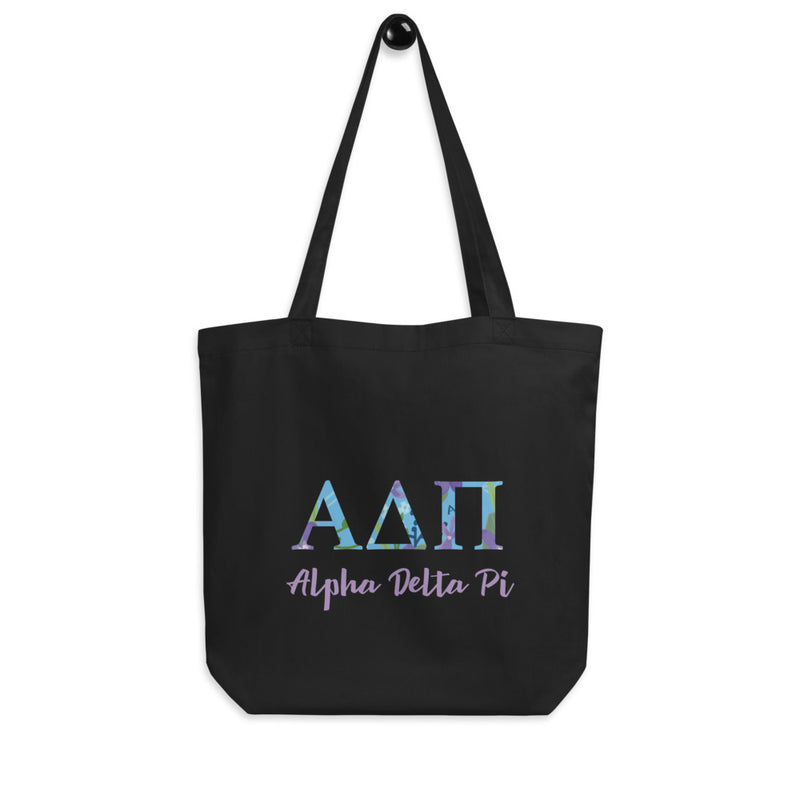 Alpha Delta Pi Sorority Tote Bag in black on hook