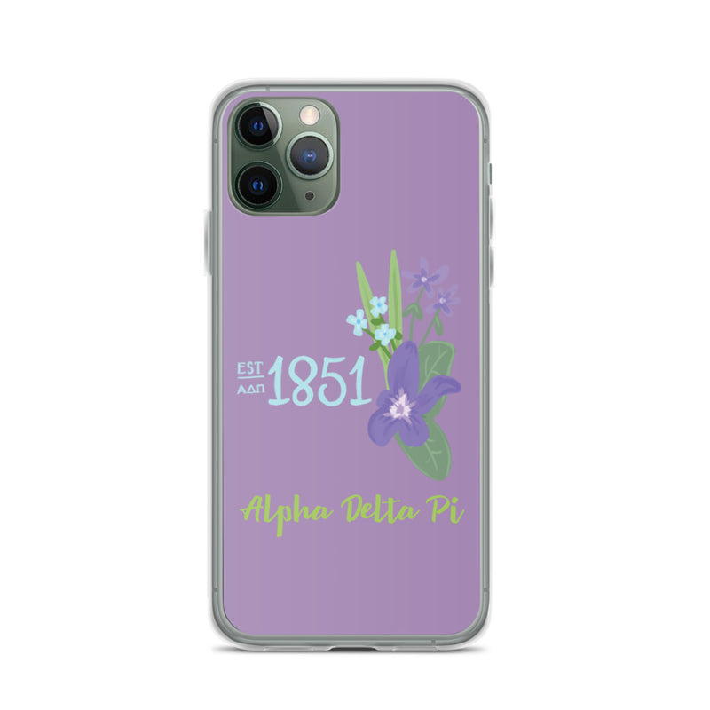 Alpha Delta Pi Sorority iPhone 11 Pro Case with 1851 design in woodland violet