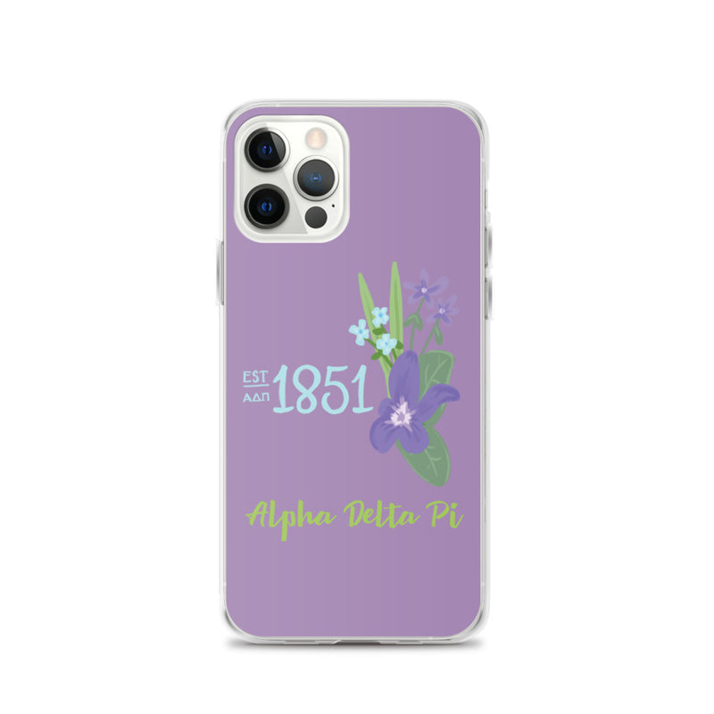 Alpha Delta Pi Sorority iPhone 12 Pro Case with 1851 design in woodland violet