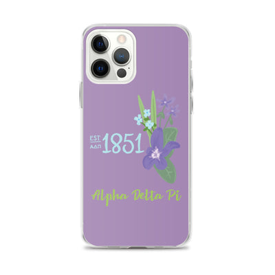 Alpha Delta Pi Sorority iPhone 12 Pro Max case with 1851 design in woodland violet