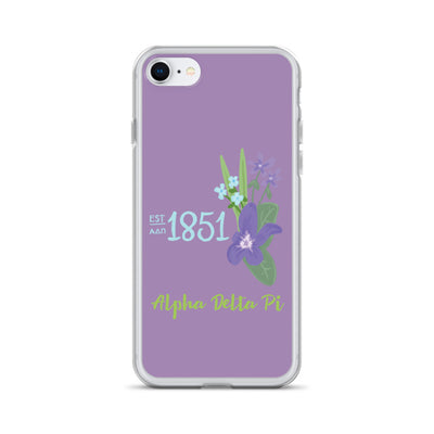 Alpha Delta Pi Sorority iPhone 11 SE Case with 1851 design in woodland violet