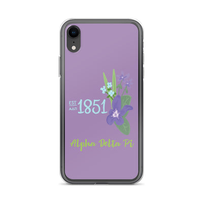 Alpha Delta Pi Sorority iPhone XR Case with 1851 design in woodland violet