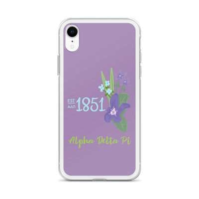 Alpha Delta Pi Sorority iPhone XR Case with 1851 design in woodland violet