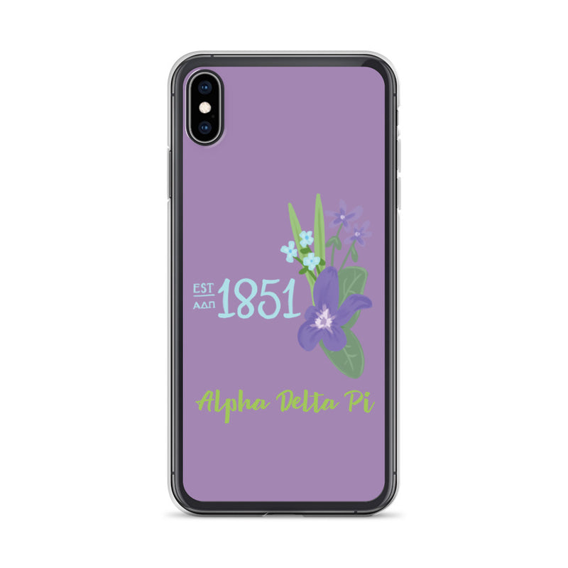 Alpha Delta Pi Sorority iPhone XS Max Case with 1851 design in woodland violet