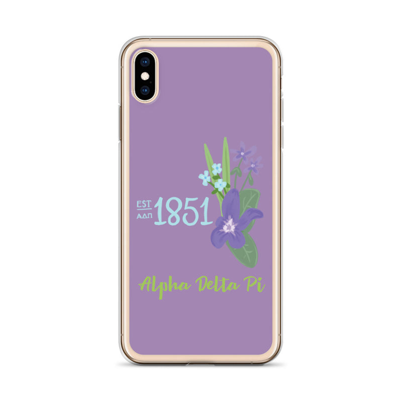 Alpha Delta Pi Sorority iPhone XS Max Case with 1851 design in woodland violet