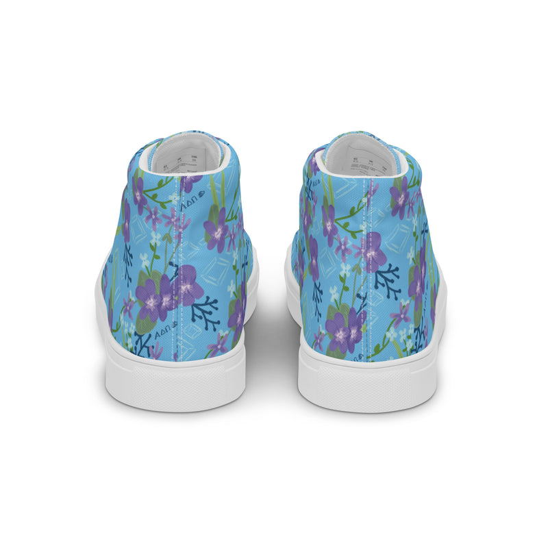 Alpha Delta Pi Sorority High Tops in back view showing floral print