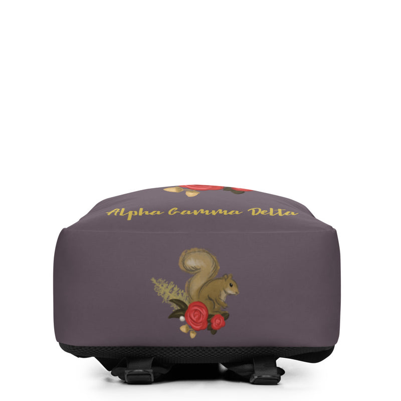 Alpha Gamma Delta Sorority Backpack showing bottom of backpack