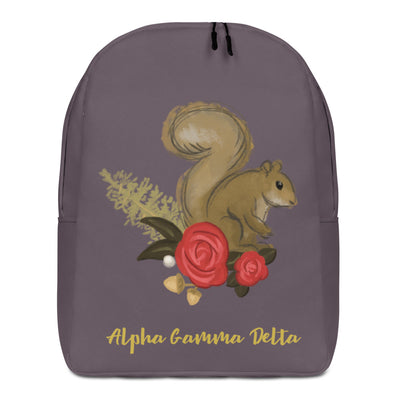 Alpha Gamma Delta Sorority Backpack with Squirrel mascot design in Gray 