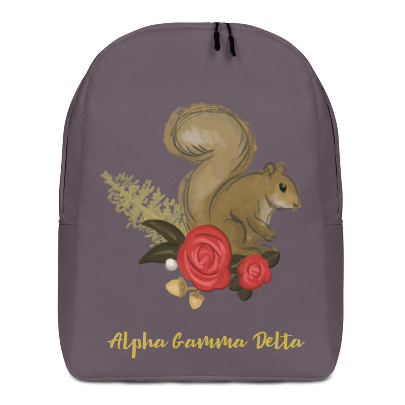 Alpha Gamma Delta Sorority Backpack with Squirrel mascot design in Gray 