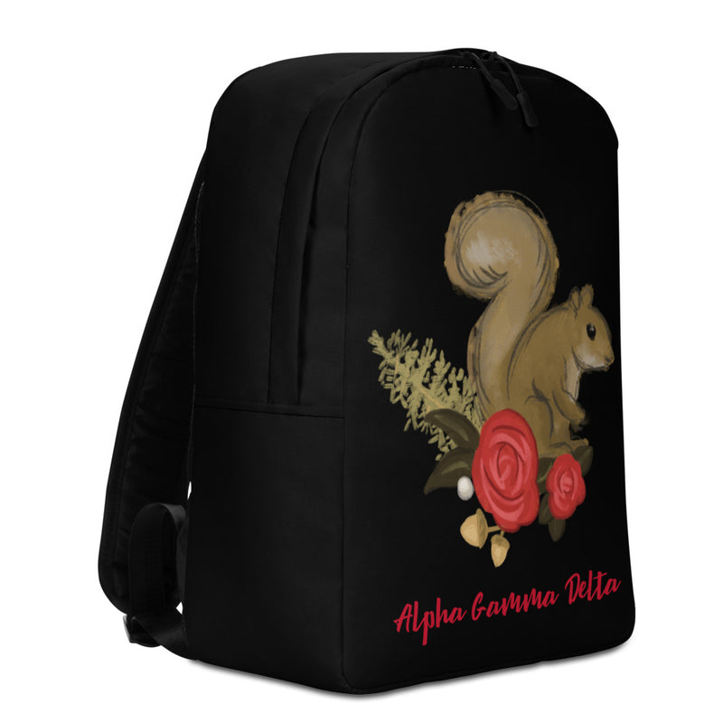 Alpha Gamma Delta Squirrel Backpack in Black in right side view