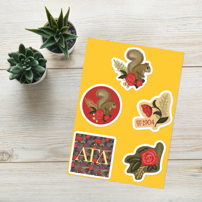 Alpha Gamma Delta Sorority Sticker Sheet in lifestyle setting