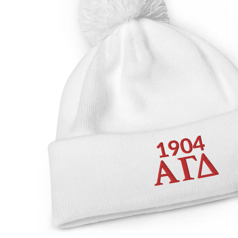 Alpha Gamma Delta Sorority Beanie shown in close up view