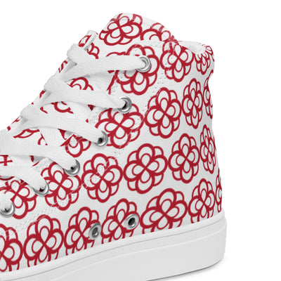 Alpha Omicron Pi Sorority High Tops with infinity rose design showing detail 