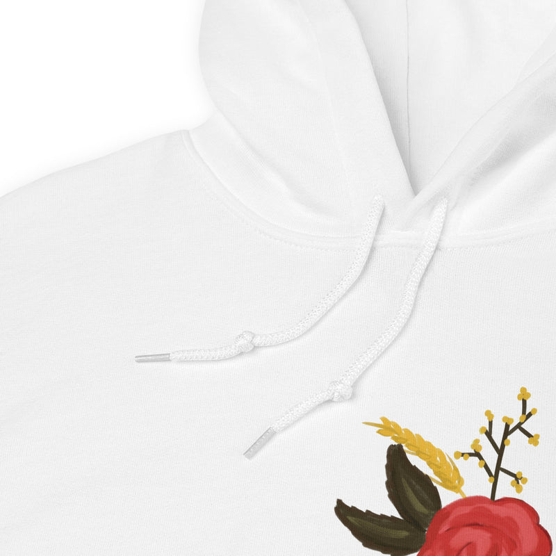 Alpha Omicron Pi 1897 Comfy Unisex Hoodie in white in detail