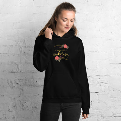 Alpha Omicron Pi Inspire Ambition Comfy Unisex Hoodie in black on model