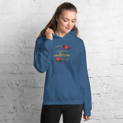Alpha Omicron Pi Inspire Ambition Comfy Unisex Hoodie in Indigo Blue on model