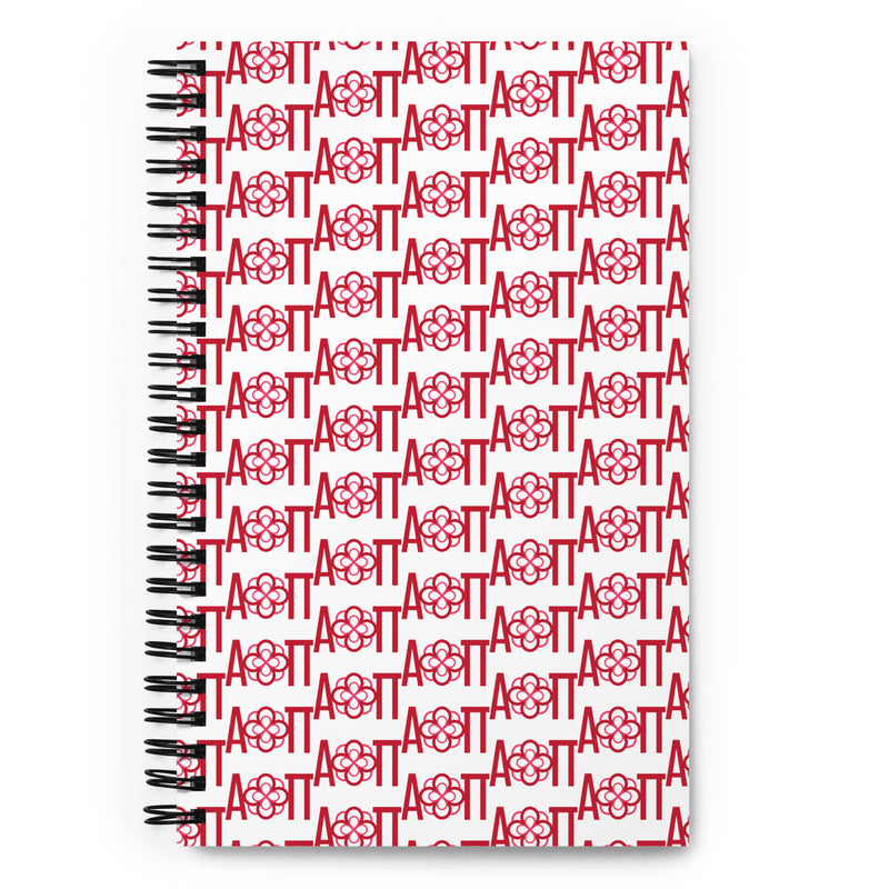 AOII Print Spiral Notebook with Infinity Rose shown in full view