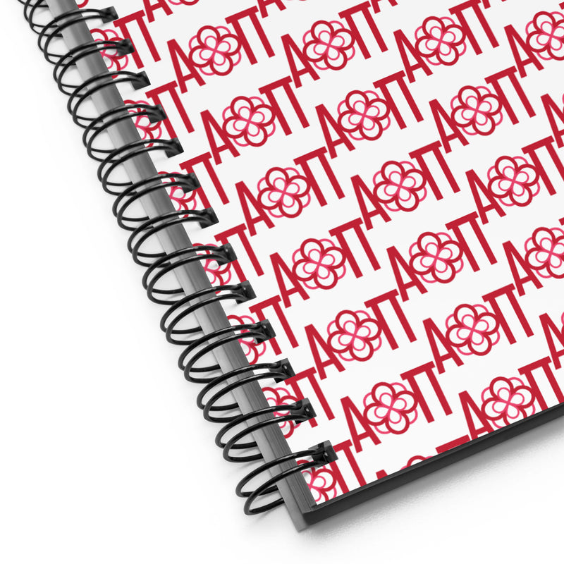 AOII Print Spiral Notebook with Infinity Rose showing detail view