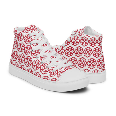 Alpha Omicron Pi Sorority High Tops with infinity rose design side by side