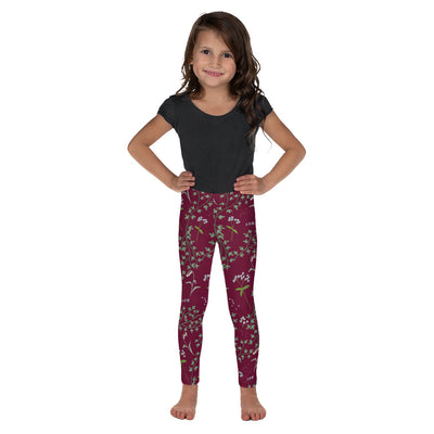 Alpha Phi Ivy and Forget Me Not Floral Print Kid's Leggings on child model showing front of leggings