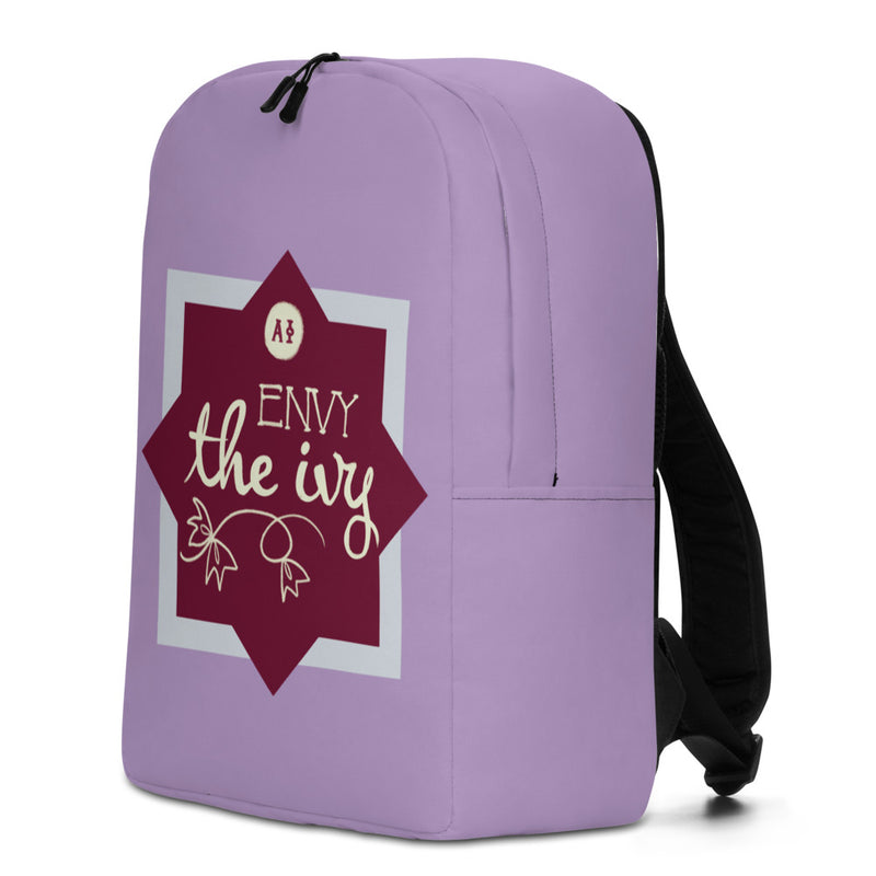 Alpha Phi Sorority Backpack in purple shown in side profile with Envy the Ivy design