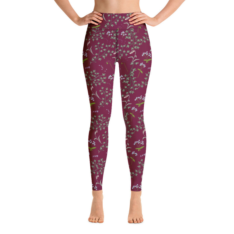 Alpha Phi Floral Print Yoga Leggings, Bordeaux shown on model