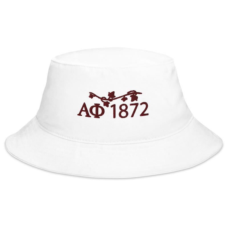 Alpha Phi Sorority Bucket Hat  with 1872 Founding Year, Ivy and letters in white 