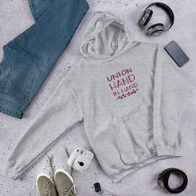 Alpha Phi Union Hand in Hand Sorority Hoodie in lifestyle photo