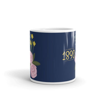 Alpha Xi Delta 1893 Founding Date Navy Blue Glossy Mug in 11 oz size showing print on both sides