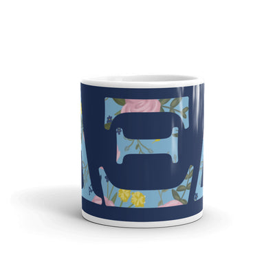 Alpha Xi Delta Greek Letter Navy Blue Glossy Mug showing print in middle of mug