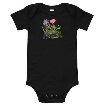 Delta Zeta Turtle Mascot Baby Onesie in black