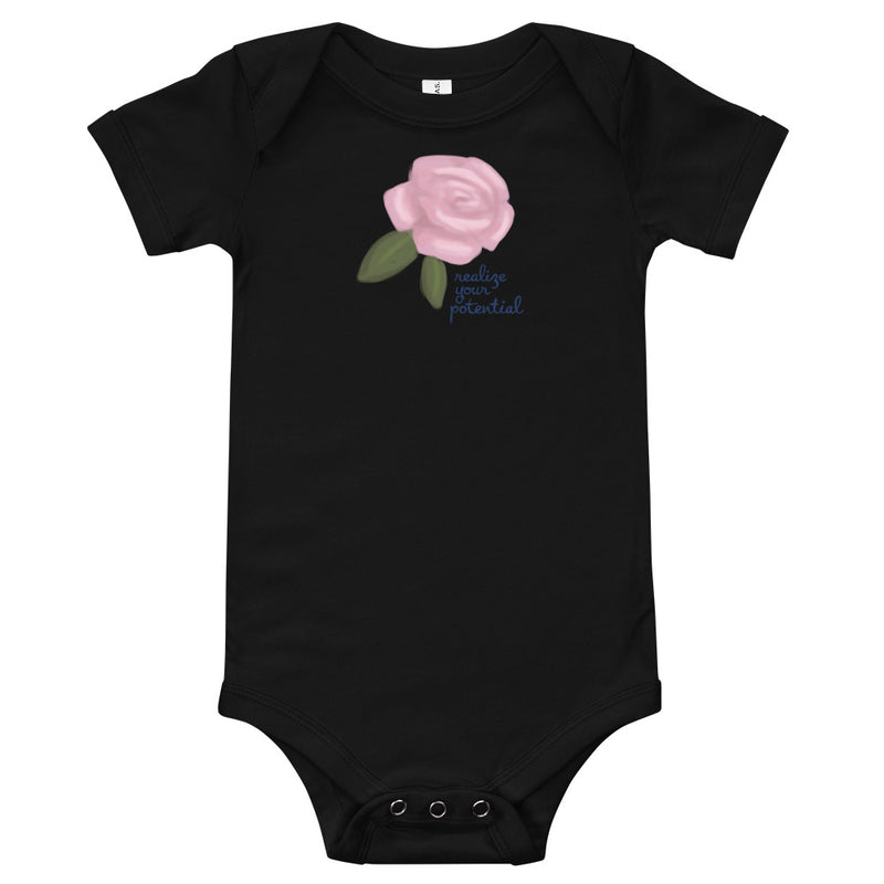 Alpha Xi Delta Realize Your Potential Baby Onesie in black