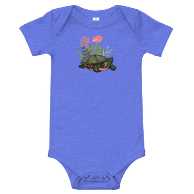 Delta Zeta Turtle Mascot Baby Onesie in blue