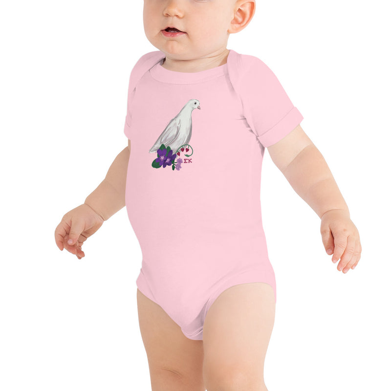 Sigma Kappa Dove Mascot Baby Onesie in pink