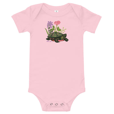 Delta Zeta Turtle Mascot Baby Onesie in pink