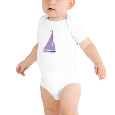 Tri Sigma Sailboat Mascot Baby Onesie in white