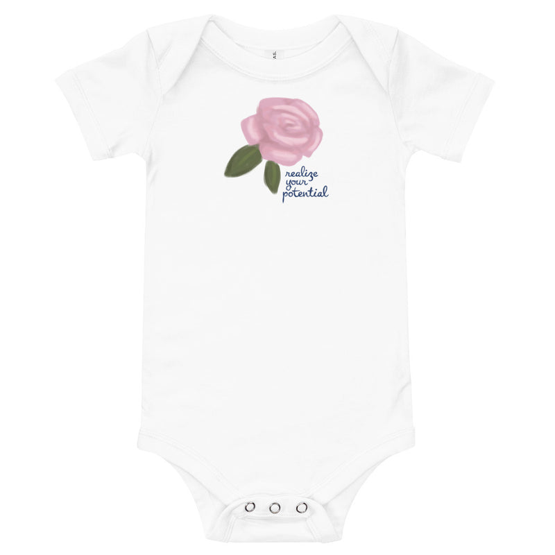Alpha Xi Delta Realize Your Potential Baby Onesie in white