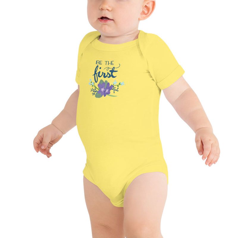 Alpha Delta Pi Be The First Baby Onesie in yellow