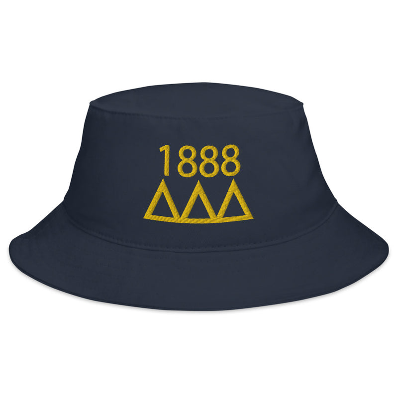 Tri Delta Sorority Bucket Hat in Navy with 1888 and letters embroidered in gold