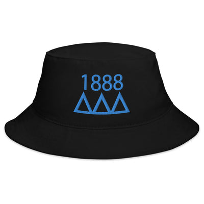 Tri Delta 1888 Founding Date-Blue Bucket Hat in black