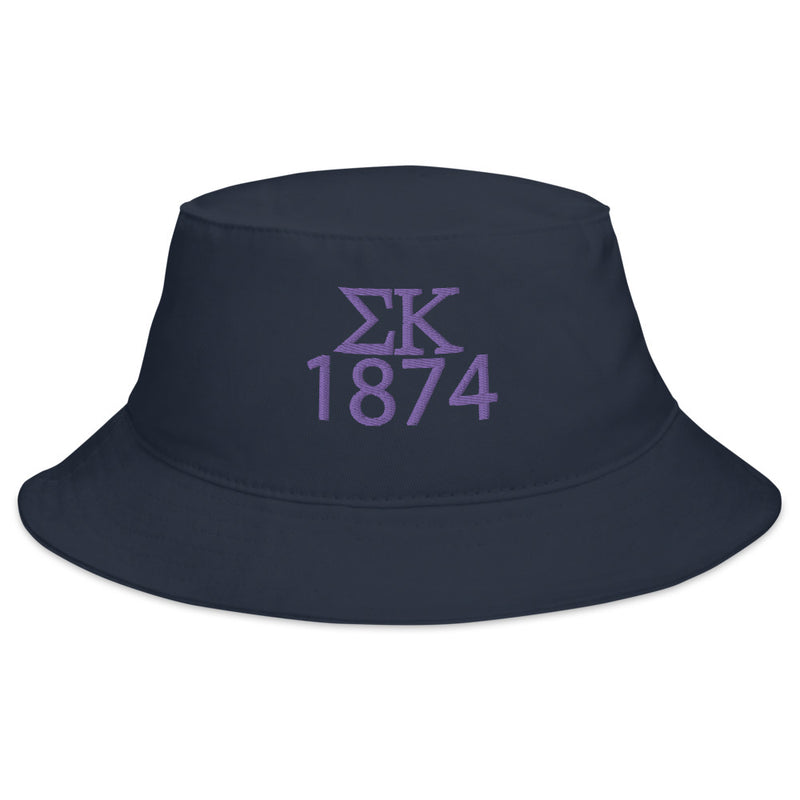 Sigma Kappa 1874 Founding Date Bucket Hat in Navy 