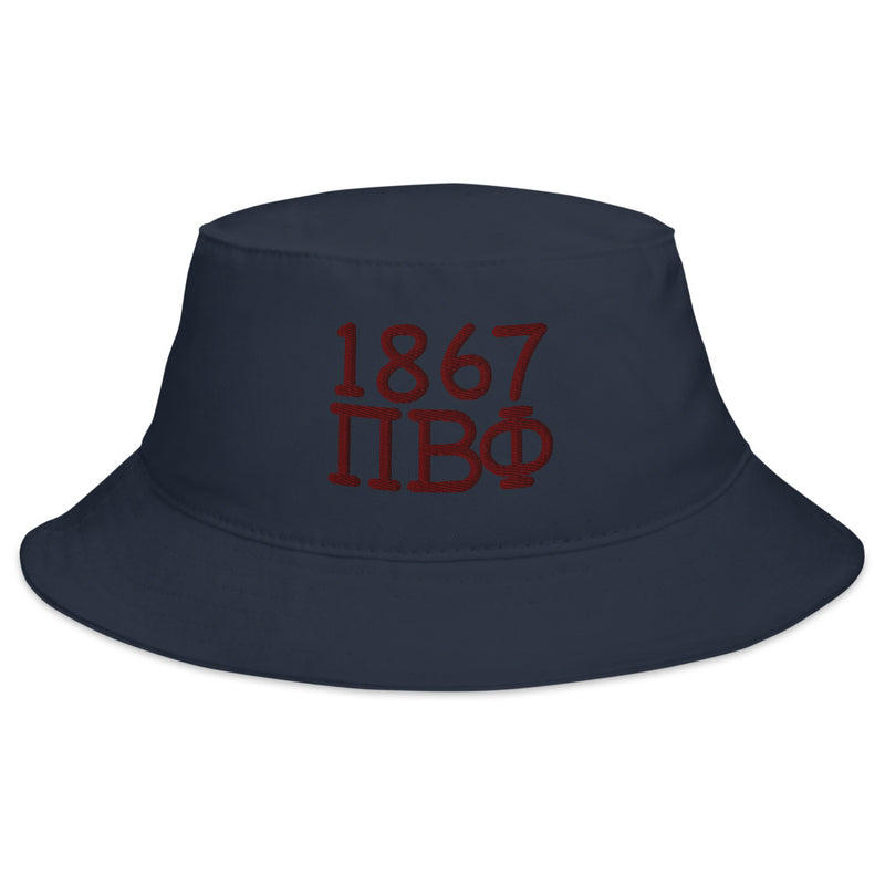 Pi Beta Phi 1867 Founding Date Bucket Hat, Wine in Navy