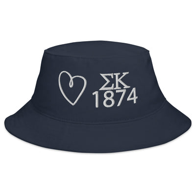 Sigma Kappa Heart 1874 Heart Bucket Hat in Navy
