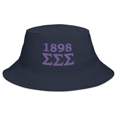 Tri Sigma 1898 Founding Date Bucket Hat in Navy blue