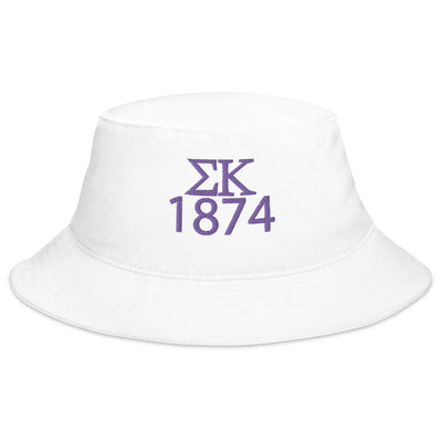 Sigma Kappa 1874 Founding Date Bucket Hat in white