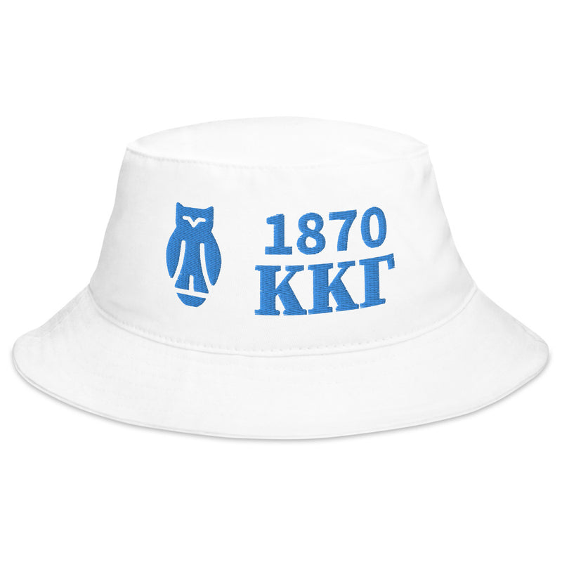 Kappa Kappa Gamma 1870 Owl Founding Year Bucket Hat in white 
