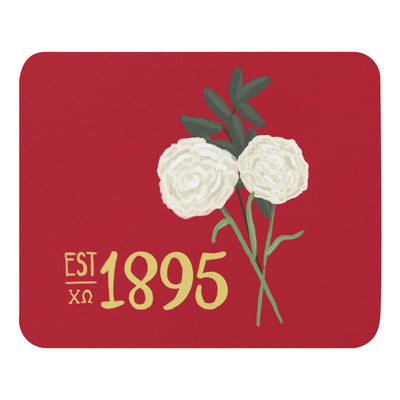 Chi Omega 1895 Mouse Pad shown in full view with 1895 design